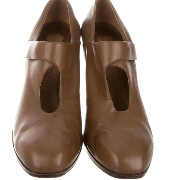 CHLOÉ Leather Round-Toe Pumps Size 9.5 - Picture 3 of 10